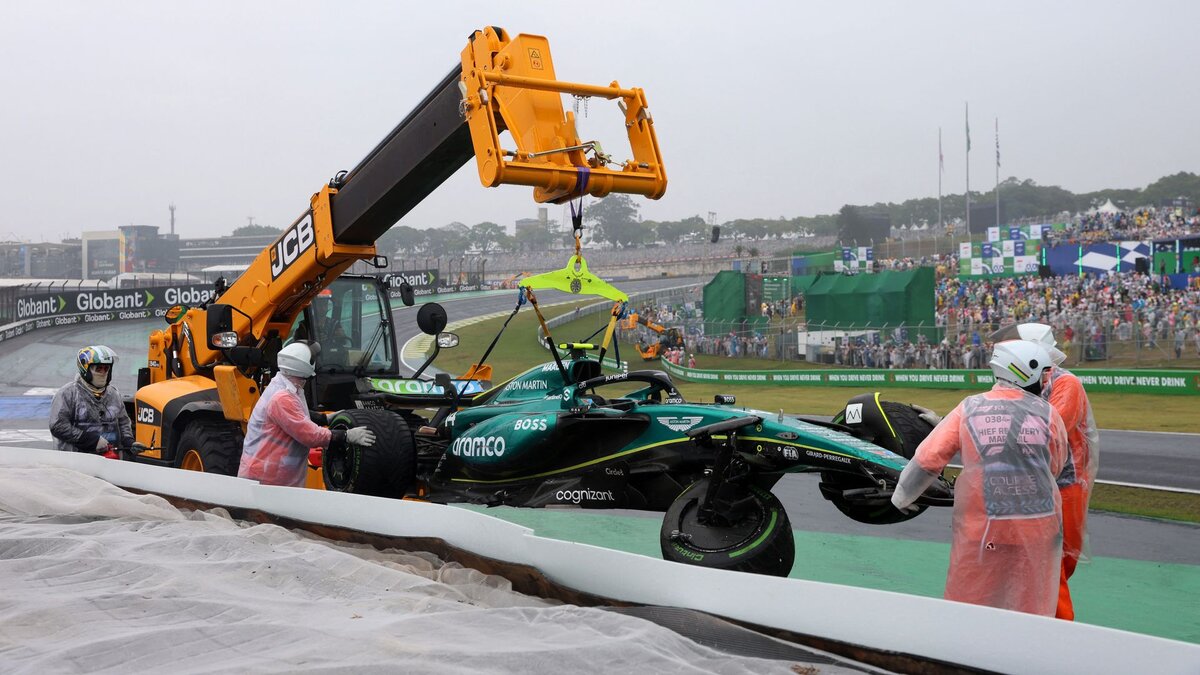 Chaos and crashes at wet Brazilian Grand Prix as F1 race stopped after big smash